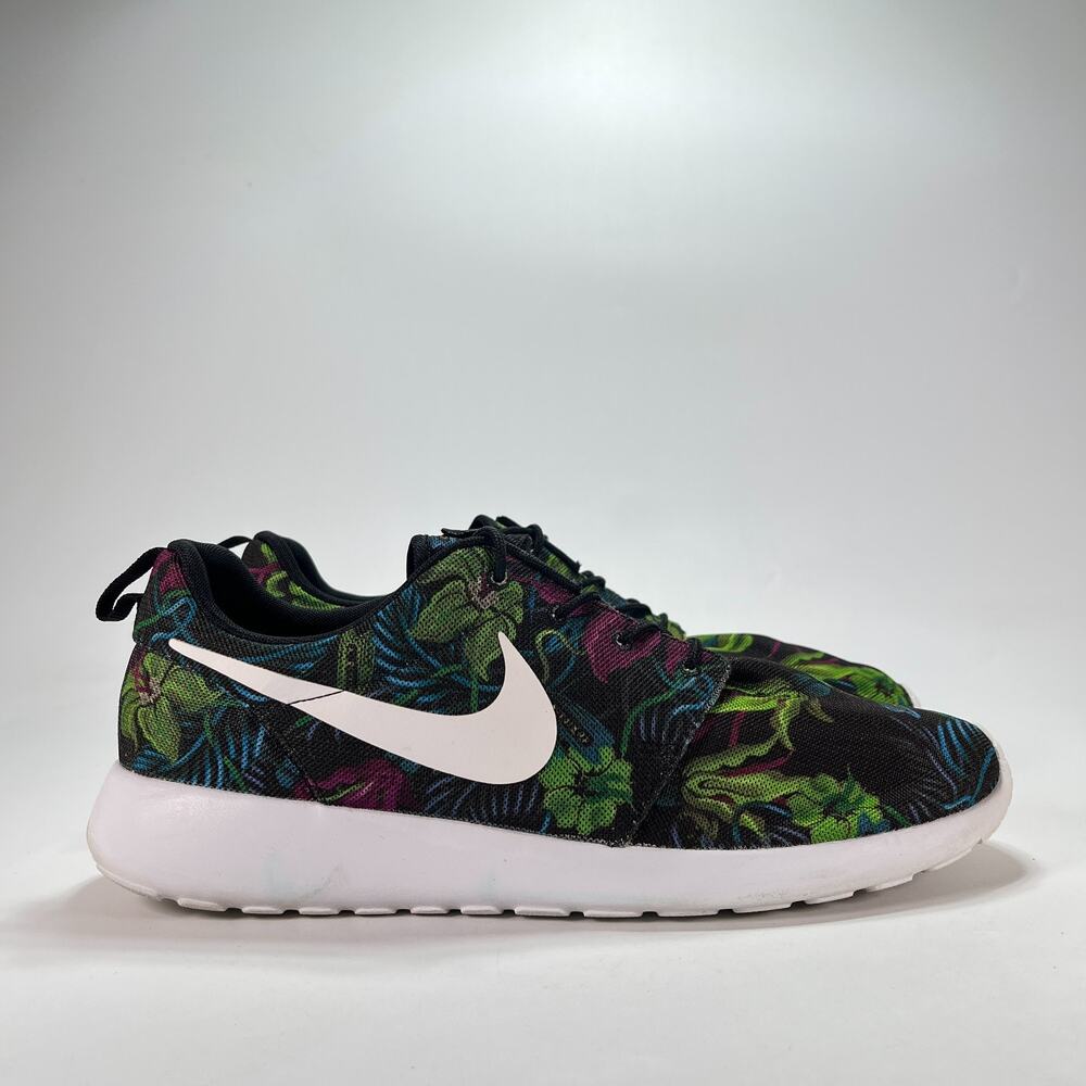 Nike Roshe One Black Floral Aloha Print Lifestyle Sneakers 655206-510 Mens Sz 12